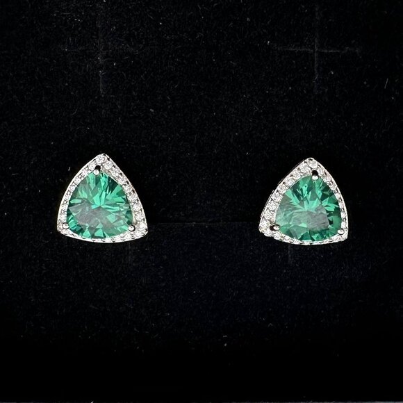 Trillion Cut 6.30 Ct Lab Created Color Changing Pariaba Gemstone Earrings - Picture 11 of 11